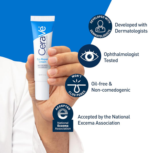 Eye Repair Cream, under Eye Cream for Puffiness and Bags under Eyes, Hyaluronic Acid + Niacinamide + Marine Botanical Complex, Oil Free & Opthalmologist Tested