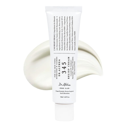 345 Relief Cream | Moisturizer for Soothing Recovery and Blemish Care with Tea Tree Leaf Water & Niacinamide | Korean Vegan Skin Care for All Skin Types, 1.69 Fl Oz (Ver.2 - Pack of 1)