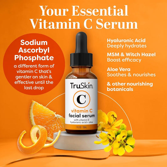 Vitamin C Serum for Face – anti Aging Face Serum with Vitamin C, Hyaluronic Acid, Vitamin E – Brightening Formula – Improve Appearance of Dark Spots, Tone, Fine Lines & Wrinkles, 1 Fl Oz