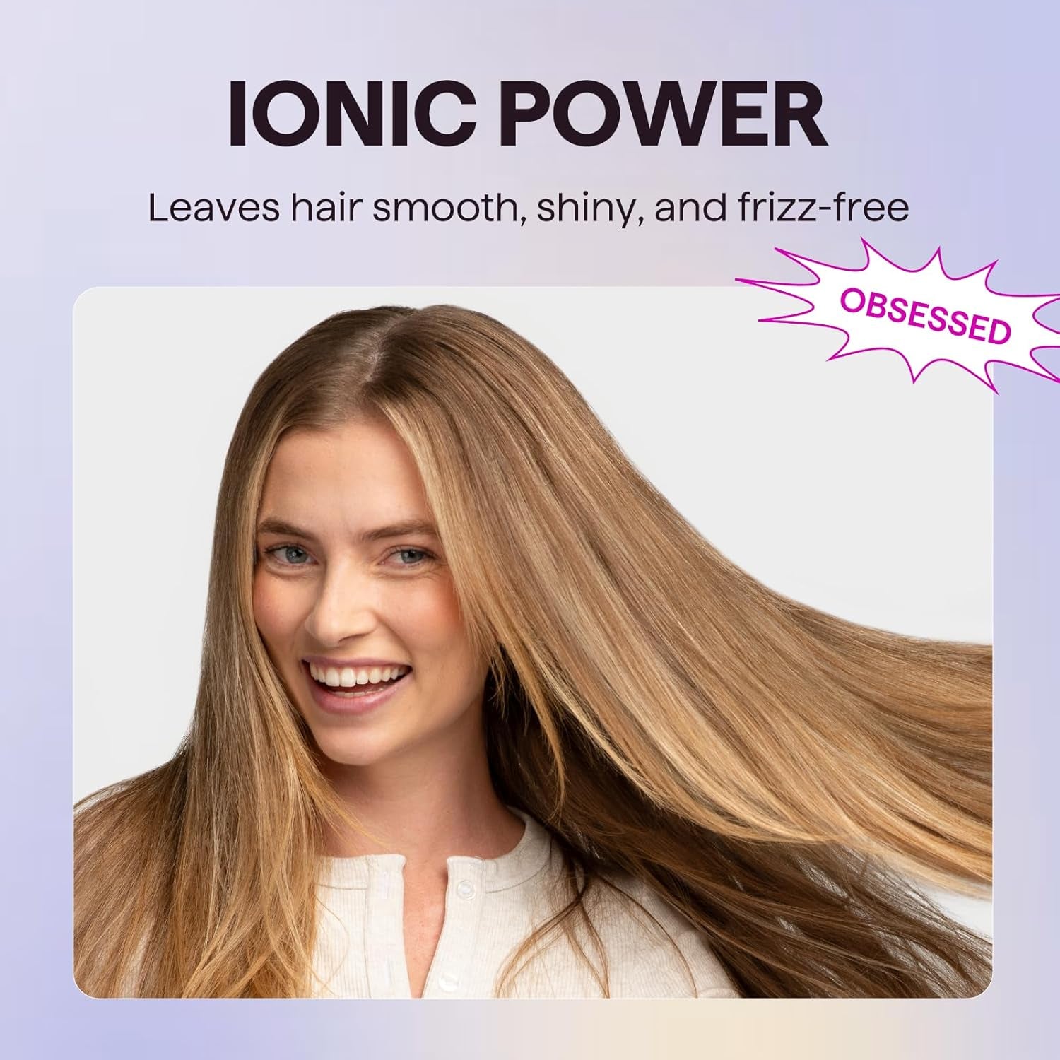 Hair Dryer, Blown Away Ionic Hair Dryer for Curly Hair with Diffuser, 1875W Fast Drying Blow Dryer with Ceramic Technology, 3 Attachments for All Hair Types, Light and Quiet, Rose Gold