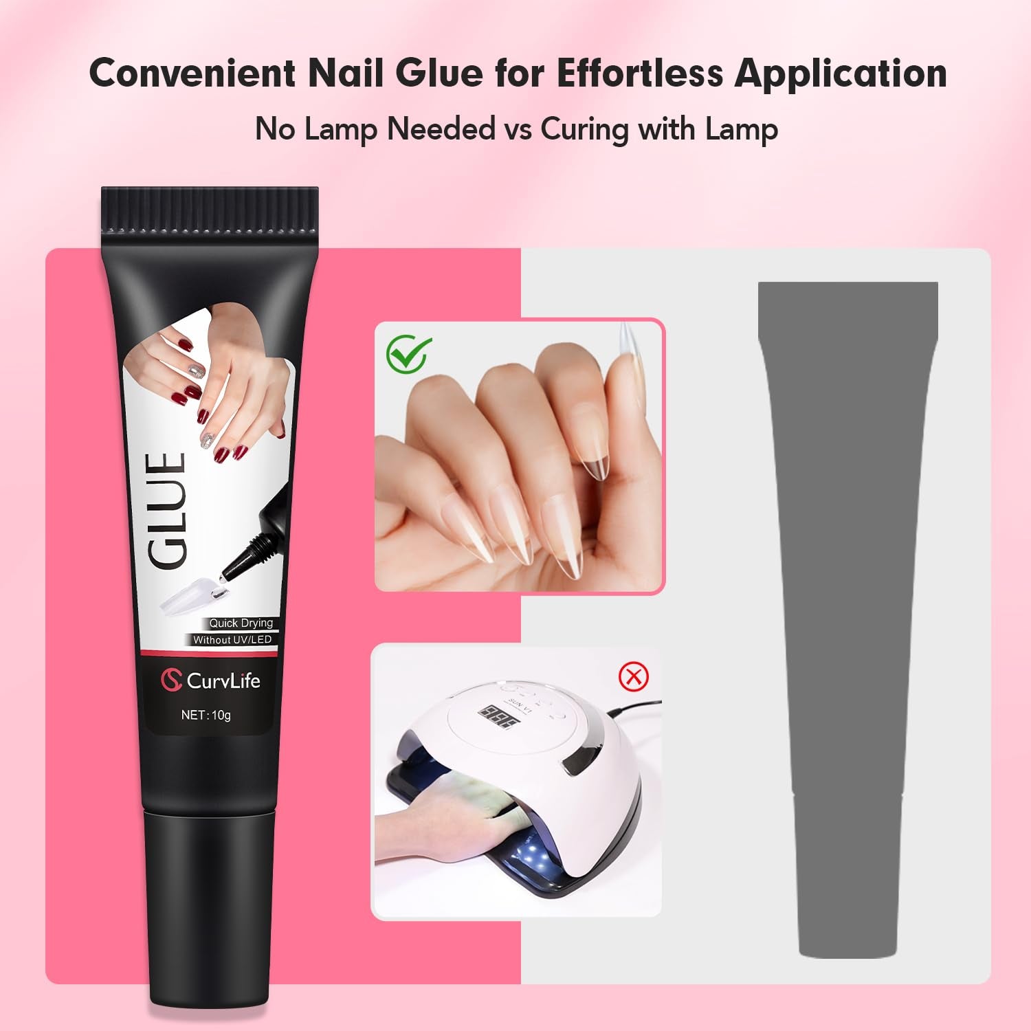 Newly Upgraded Quick Drying 10G Semi Solid Nail Glue Gel with 10Ml Remover Kit for Press on and Fake Acrylic Nails Tips, No Need for UV Lamp, Long Lasting