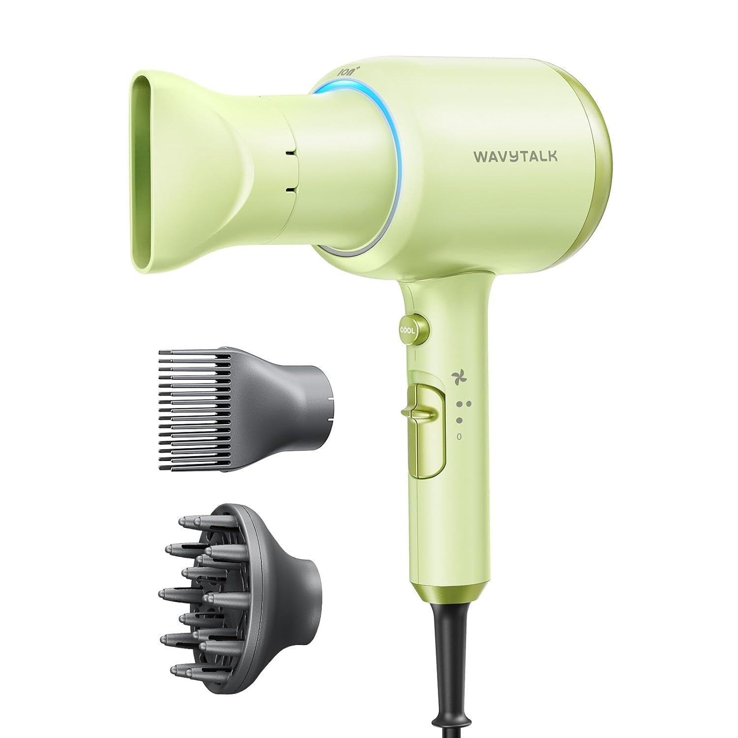 Hair Dryer, Blown Away Ionic Hair Dryer for Curly Hair with Diffuser, 1875W Fast Drying Blow Dryer with Ceramic Technology, 3 Attachments for All Hair Types, Light and Quiet, Rose Gold