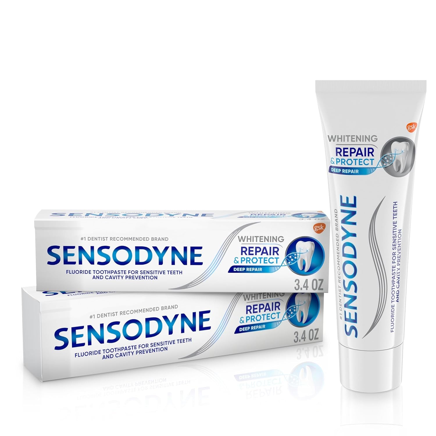 Repair and Protect Whitening Toothpaste, Toothpaste for Sensitive Teeth and Cavity Prevention, 3.4 Oz (Pack of 2)