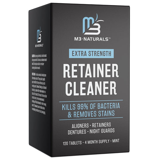 Retainer Cleanser Tablets Invisalign Cleaner, Removes Odors Discoloration Stains and Plaque 4 Month Supply Denture Cleansers Retainers Mouth Guards Denture Bath Mint by