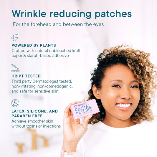 Forehead and between the Eyes Facial Patches - Hypoallergenic Patches to Smooth & Soften Forehead Horizontal & Eleven Lines - for Overnight Use, 144 Count