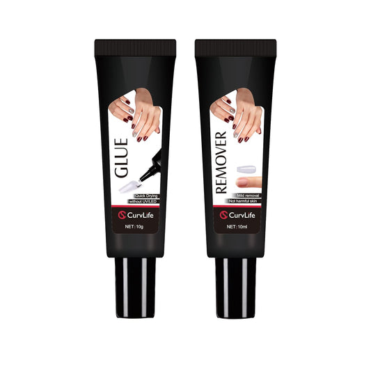 Newly Upgraded Quick Drying 10G Semi Solid Nail Glue Gel with 10Ml Remover Kit for Press on and Fake Acrylic Nails Tips, No Need for UV Lamp, Long Lasting