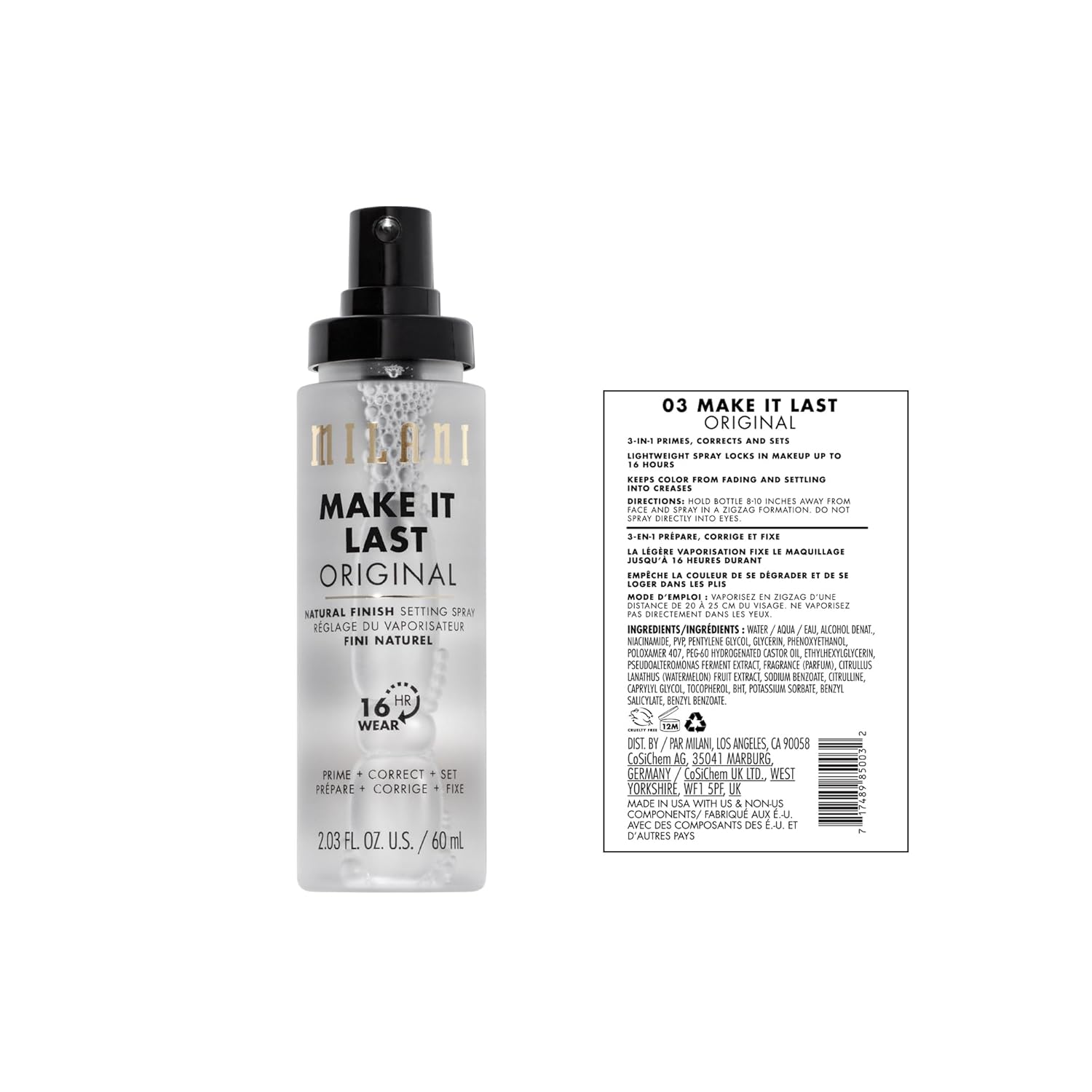 Setting Spray + Primer, Make It Last Original - Natural Finish with Niacinamide for Hydration, Setting Spray for Makeup and Face Primer, 3-In-1 Prime + Hydrate + Set, 2.03 Fl. Oz