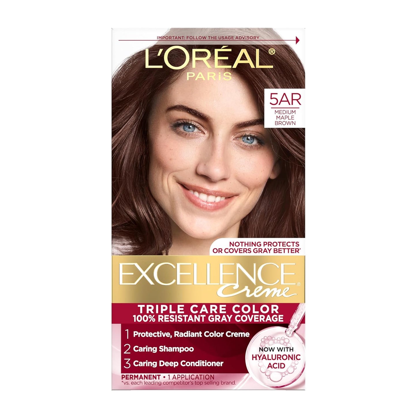 Excellence Crème Permanent Hair Dye, Triple Care Hair Color with Pro-Keratine Complex for 100% Gray Hair Coverage, 4 Dark Brown, 1 Kit