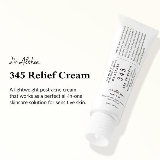 345 Relief Cream | Moisturizer for Soothing Recovery and Blemish Care with Tea Tree Leaf Water & Niacinamide | Korean Vegan Skin Care for All Skin Types, 1.69 Fl Oz (Ver.2 - Pack of 1)