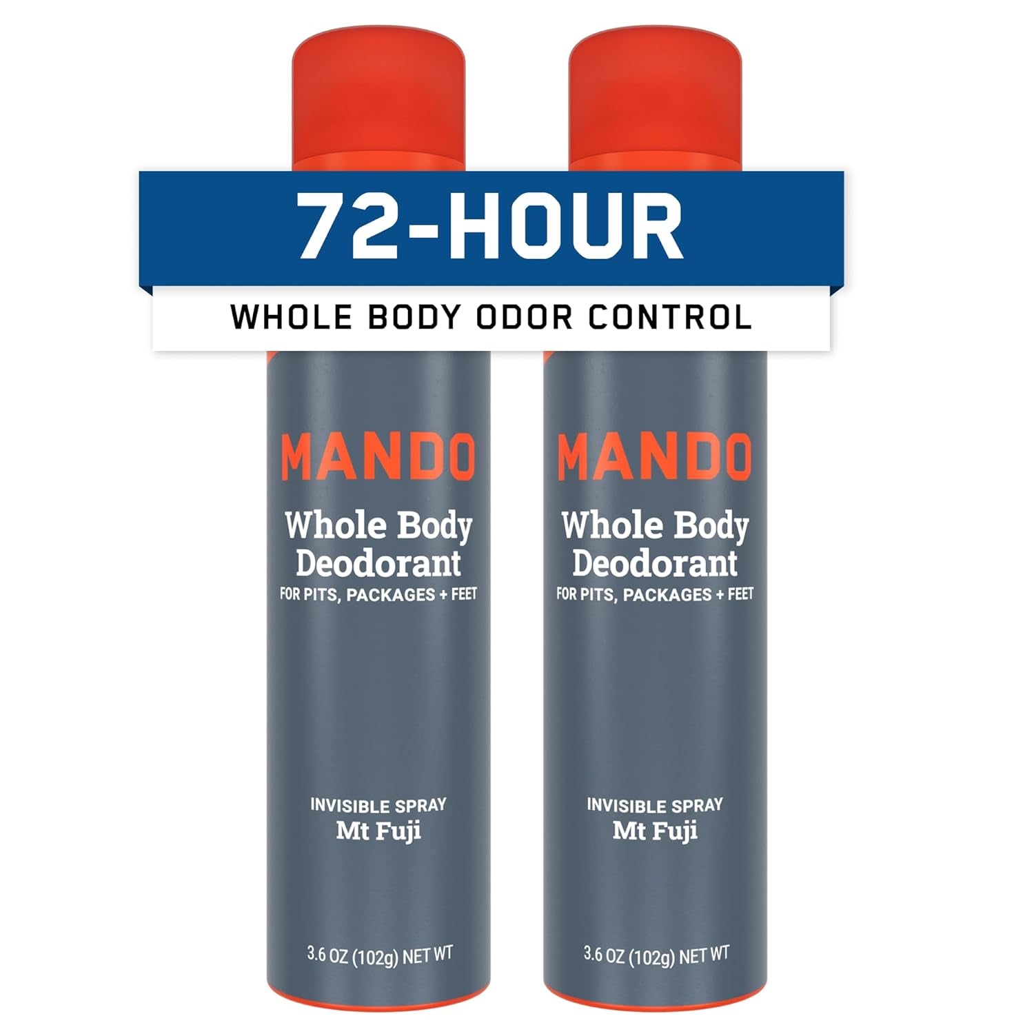 Whole Body Deodorant for Men - Invisible Spray Deodorant - 72 Hour Odor Control - Low Irritation Formula - Aluminum Free, Benzene Free - 3.6 Ounce Cans (Pack of 2) - Pro Sport