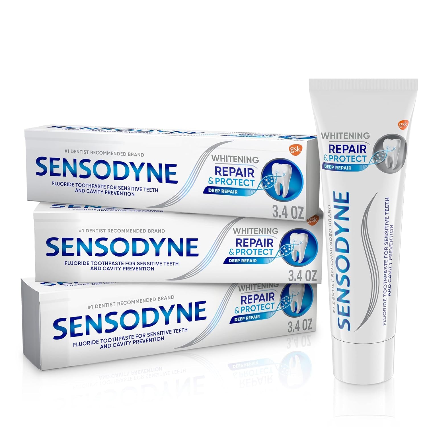 Repair and Protect Whitening Toothpaste, Toothpaste for Sensitive Teeth and Cavity Prevention, 3.4 Oz (Pack of 2)