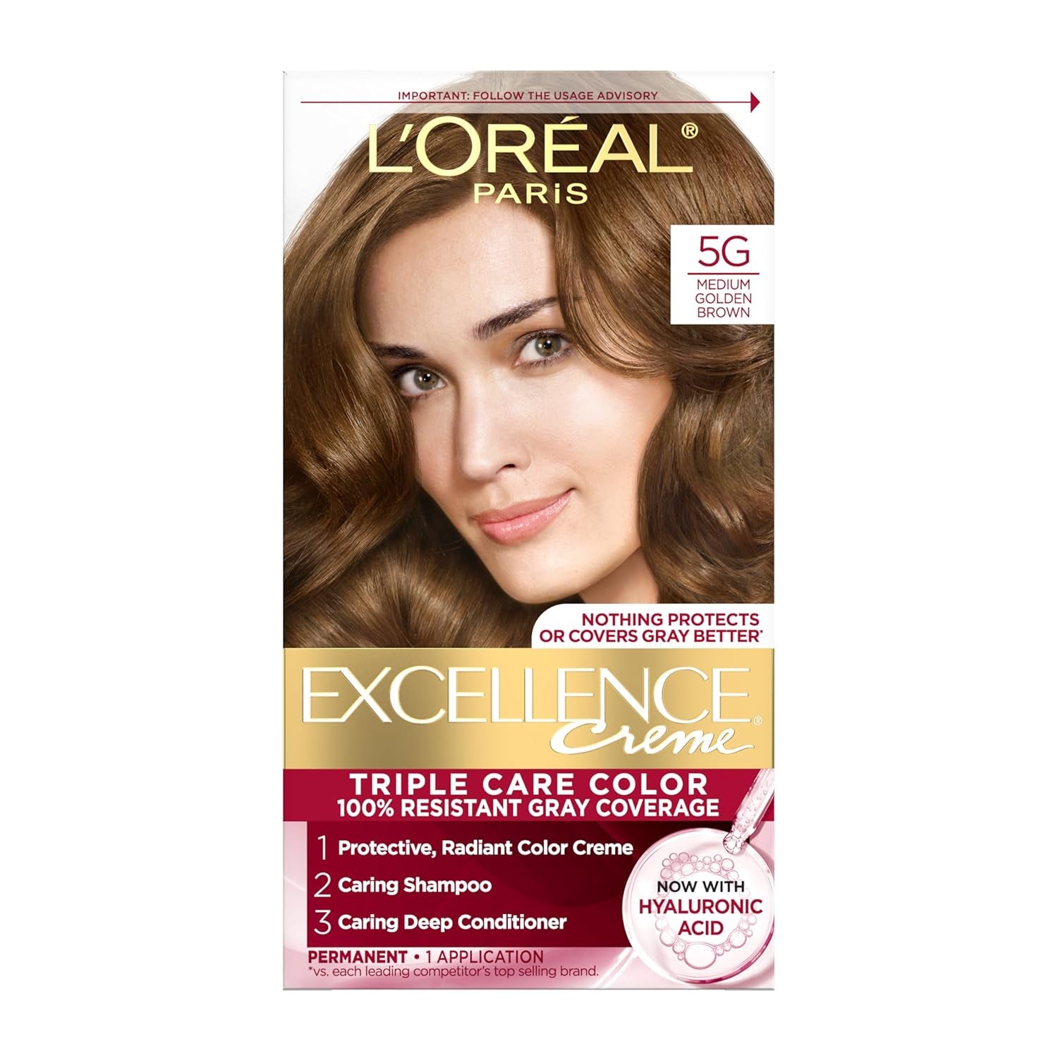 Excellence Crème Permanent Hair Dye, Triple Care Hair Color with Pro-Keratine Complex for 100% Gray Hair Coverage, 4 Dark Brown, 1 Kit