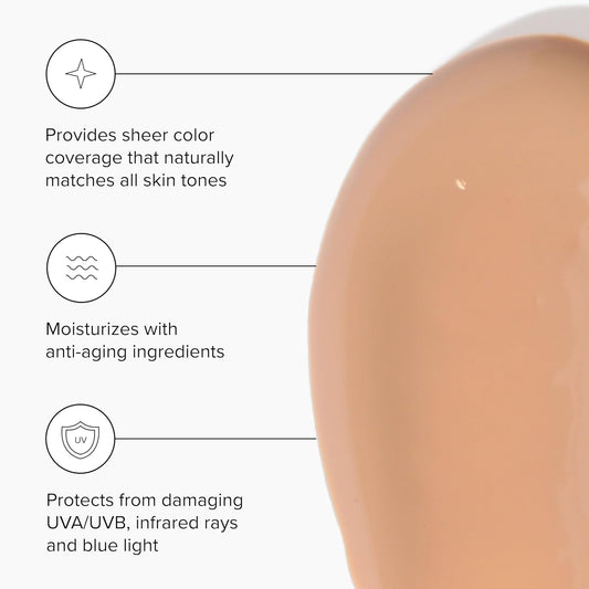 Anti-Aging Tinted Moisturizer SPF 46 – Sheer Face Sunscreen & Lightweight Makeup with Broad Spectrum UV Protection – Hydrating Skin Care & Face Moisturizer – 1.7 Oz