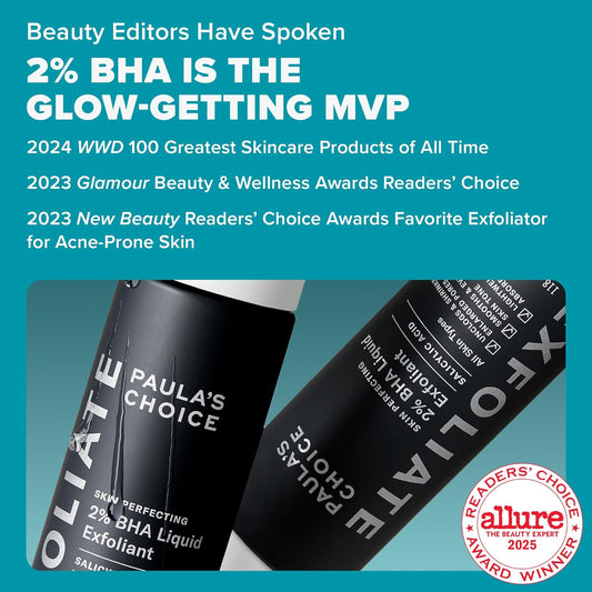 SKIN PERFECTING 2% BHA Liquid Exfoliant with Salicylic Acid, Facial Polish for Enlarged Pores, Wrinkles & Fine Lines, Suitable for Blackhead-Prone Skin, Fragrance-Free