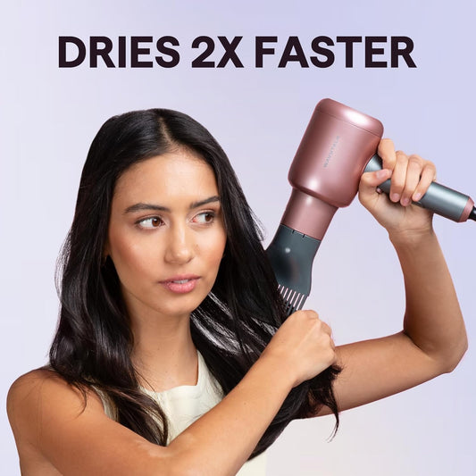 Hair Dryer, Blown Away Ionic Hair Dryer for Curly Hair with Diffuser, 1875W Fast Drying Blow Dryer with Ceramic Technology, 3 Attachments for All Hair Types, Light and Quiet, Rose Gold