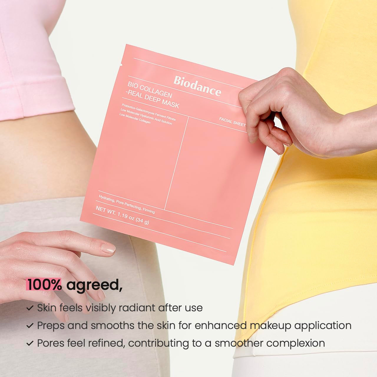 Bio-Collagen Real Deep Mask, Hydrating Overnight Hydrogel Mask, Pore Minimizing, Elasticity, Plumping Improvement, Korean Skincare, Stocking Stuffers for Teen Girls | 1.19Oz(34G) X 4Ea