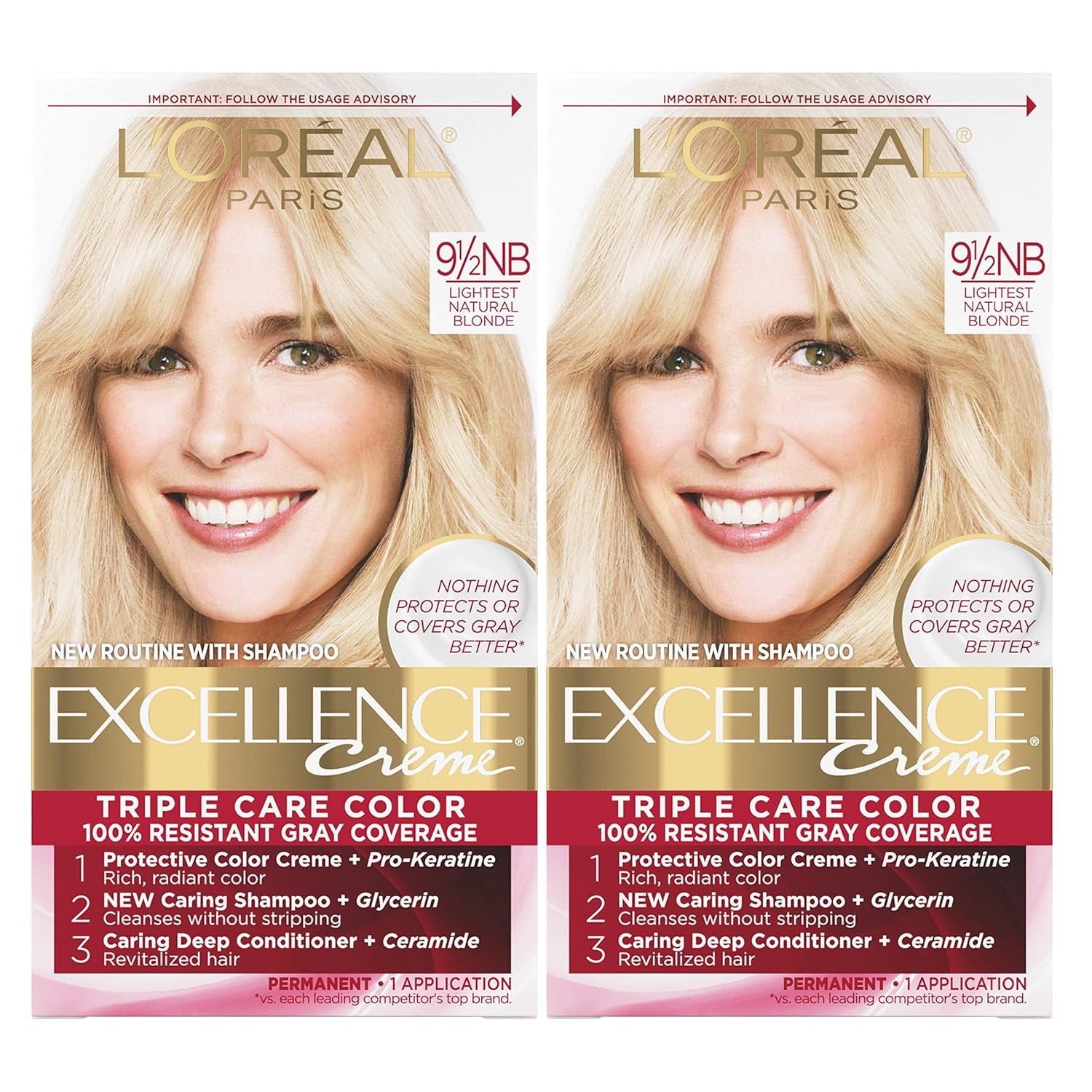 Excellence Crème Permanent Hair Dye, Triple Care Hair Color with Pro-Keratine Complex for 100% Gray Hair Coverage, 4 Dark Brown, 1 Kit