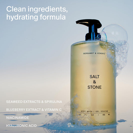 Body Wash with Antioxidants for Deep Moisture | for Women & Men, Sulfate, Paraben, & Dye Free, Leaving Skin Soft and Hydrated | Bergamot & Hinoki 15.2 Fl Oz