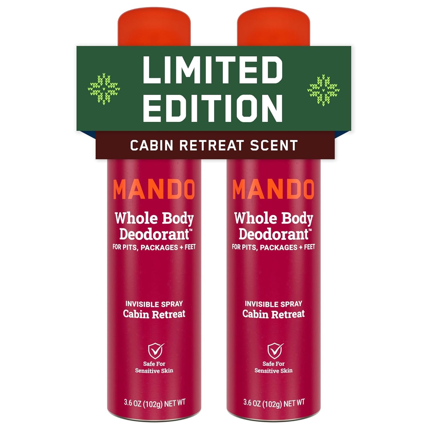 Whole Body Deodorant for Men - Invisible Spray Deodorant - 72 Hour Odor Control - Low Irritation Formula - Aluminum Free, Benzene Free - 3.6 Ounce Cans (Pack of 2) - Pro Sport