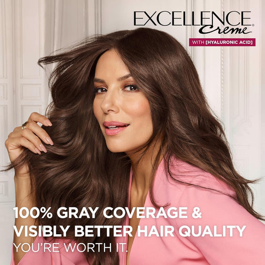 Excellence Crème Permanent Hair Dye, Triple Care Hair Color with Pro-Keratine Complex for 100% Gray Hair Coverage, 4 Dark Brown, 1 Kit