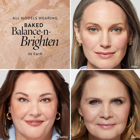 Award-Winning Baked Balance-N-Brighten Color Correcting Powder Foundation - Fair - Buildable Light to Medium Coverage - Demi-Matte Natural Finish