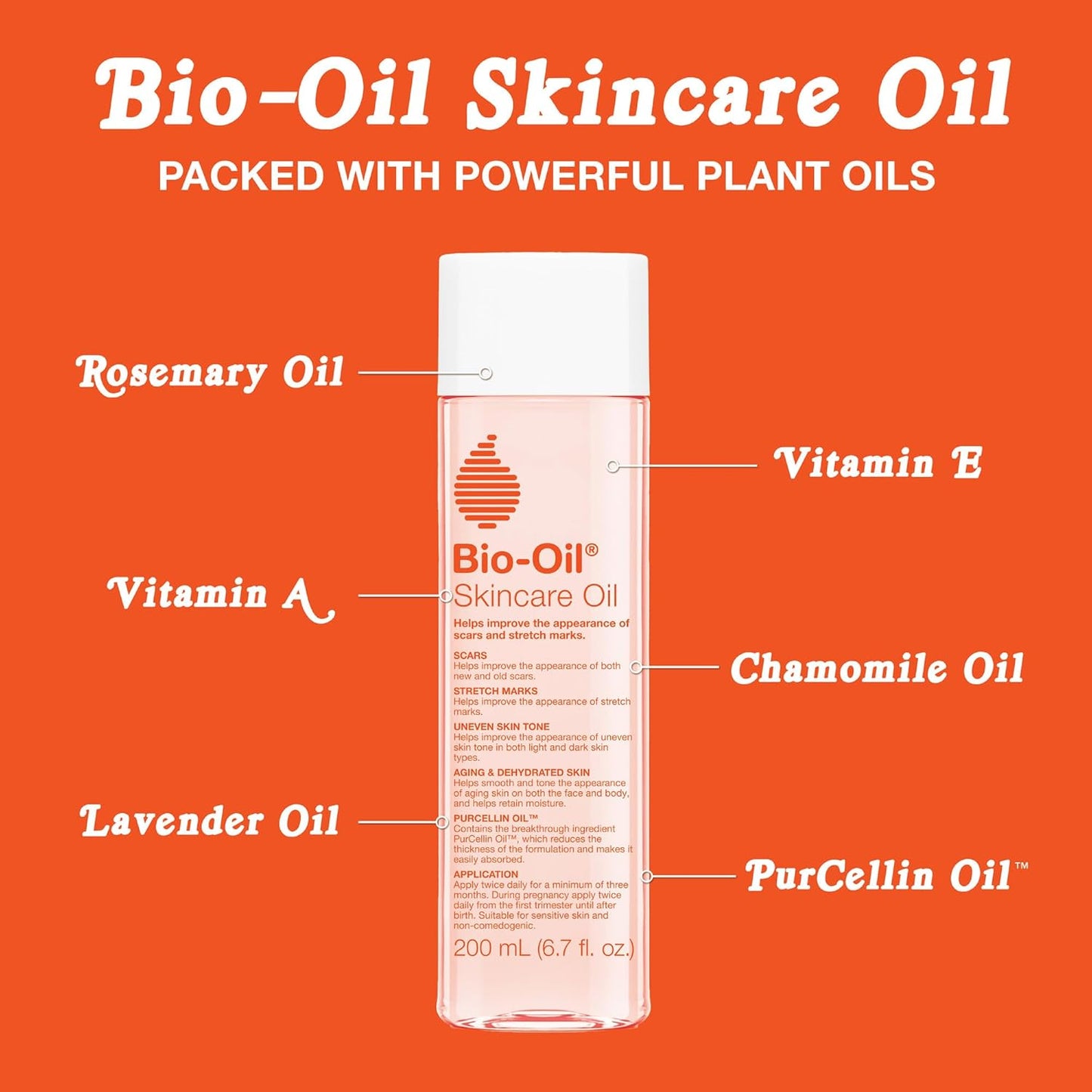 Skincare Body Oil Serum, Face and Body Moisturizer with Vitamin E & A, for Scars, Stretch Marks, Sensitive Skin, All Skin Types, Dermatologist Recommended, Non-Comedogenic, 6.7 Oz