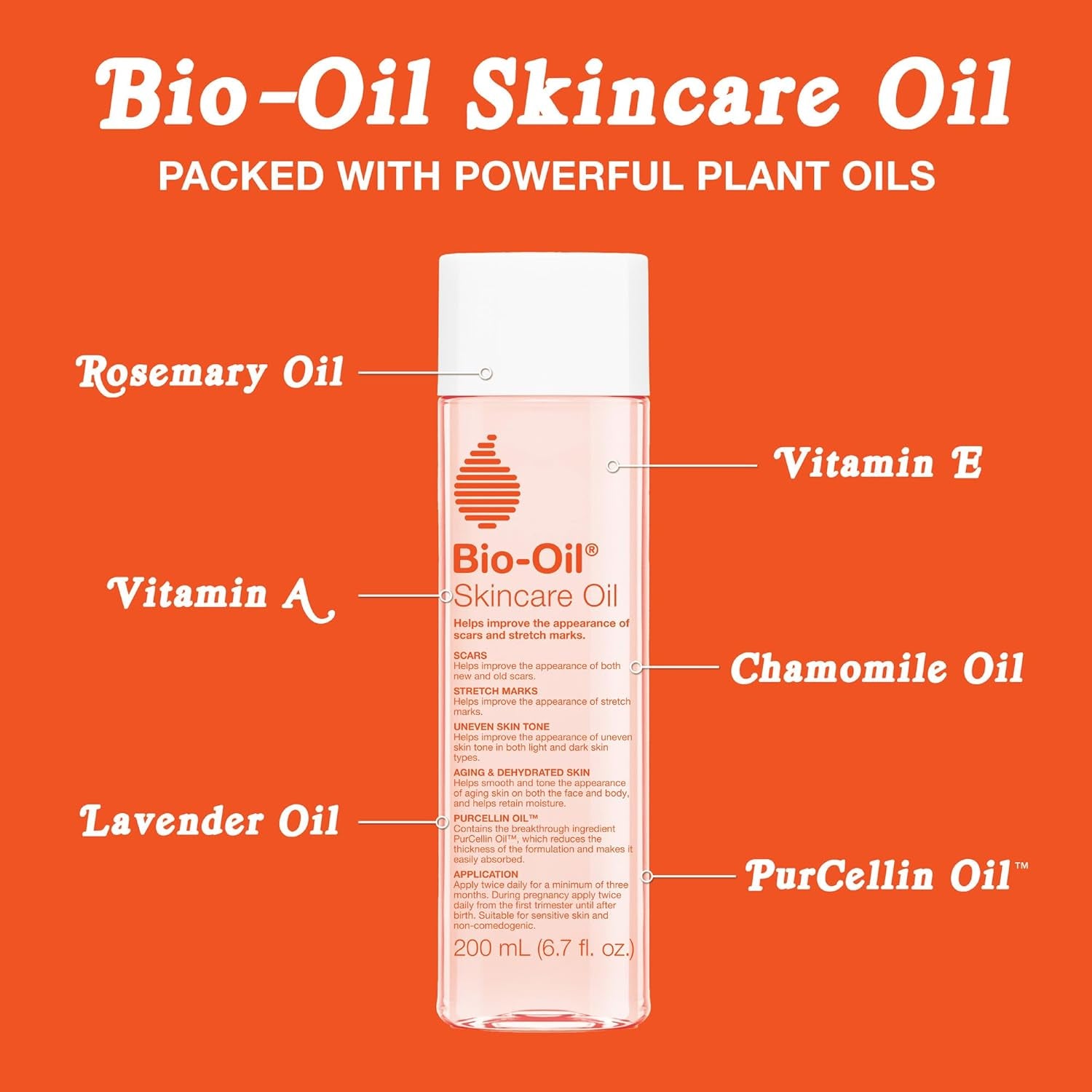 Skincare Body Oil Serum, Face and Body Moisturizer with Vitamin E & A, for Scars, Stretch Marks, Sensitive Skin, All Skin Types, Dermatologist Recommended, Non-Comedogenic, 6.7 Oz