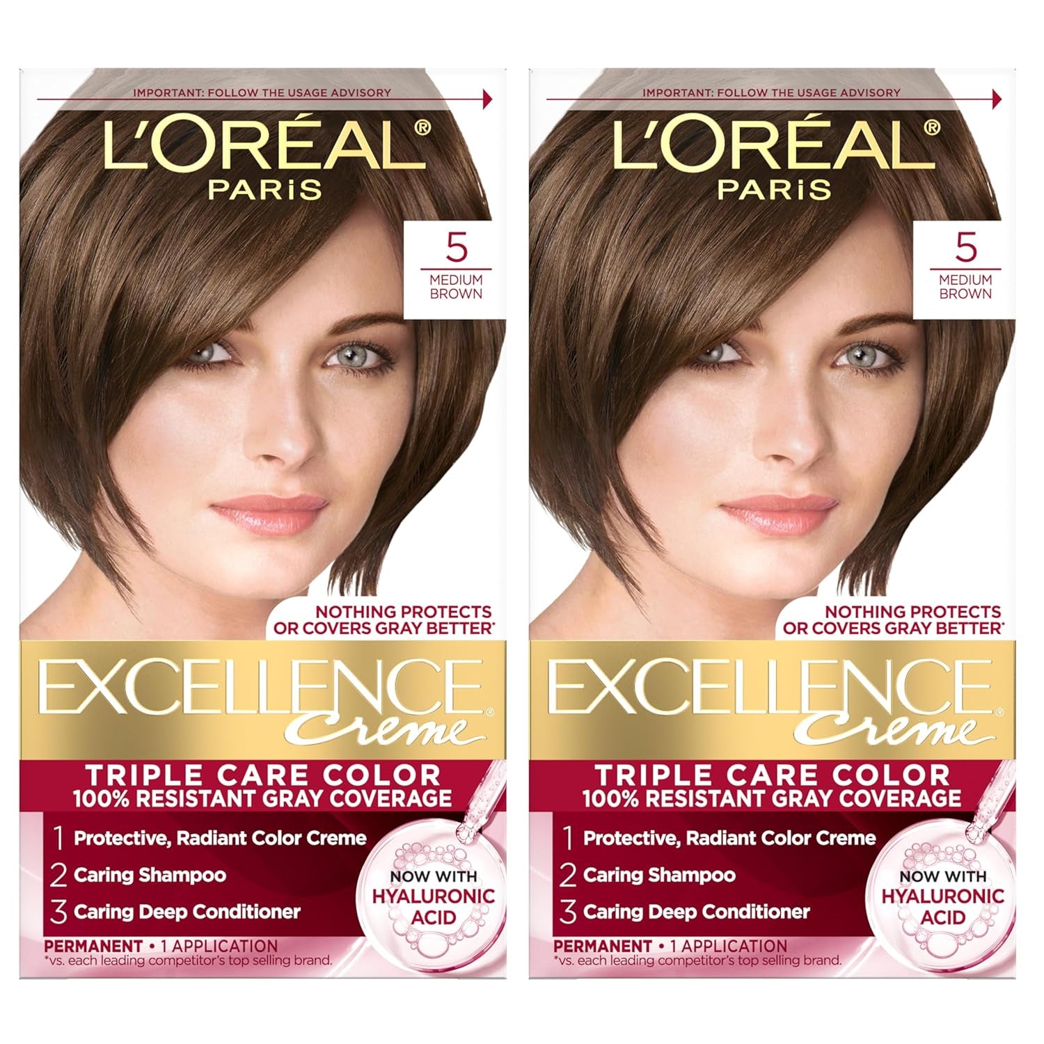 Excellence Crème Permanent Hair Dye, Triple Care Hair Color with Pro-Keratine Complex for 100% Gray Hair Coverage, 4 Dark Brown, 1 Kit