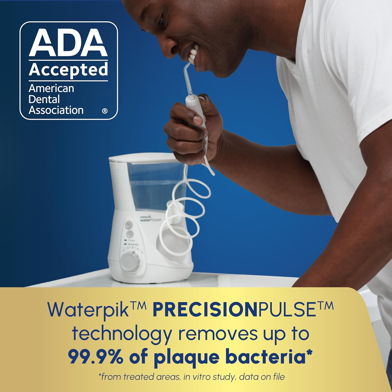 Aquarius Water Flosser for Teeth Cleaning, Gums, Braces, Dental Care, Electric Power with 10 Settings, 7 Tips for Multiple Users and Needs, ADA Accepted, White WP-660, Packaging May Vary